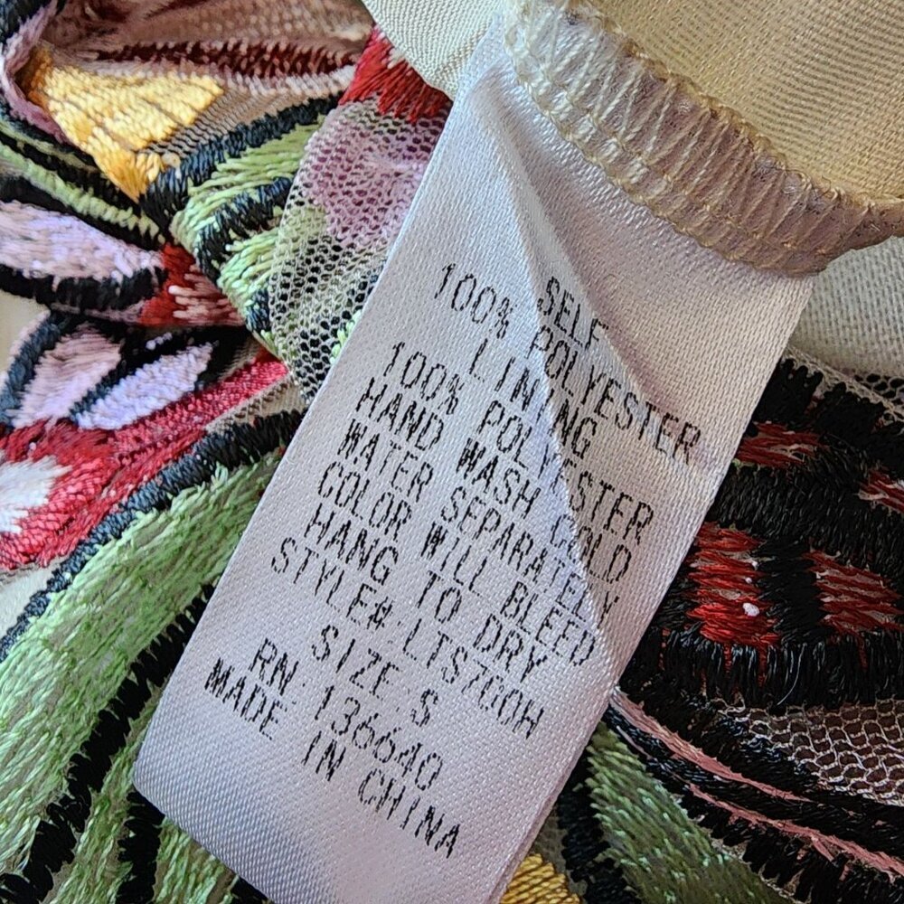 L'Atiste by Amy Womens Small Skirt Maxi Embroidered Floral Sheer Mesh Multicolor - Picture 12 of 13